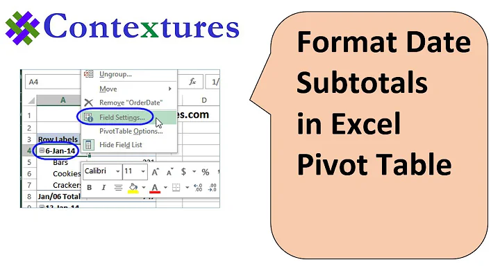 Date Formats in Excel Pivot Table Subtotals