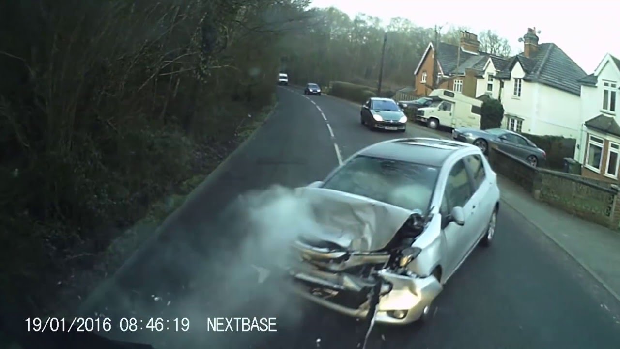 Hgv lorry accident crash head on with car dash cam as seen on car crash