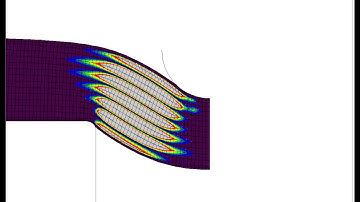 results of a finite element computation of laminated paperboard creasing.