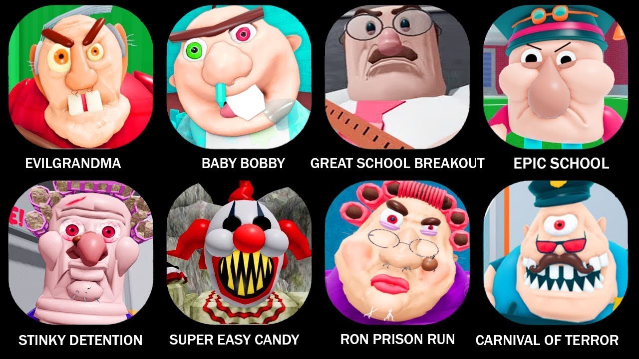 GRUMPY GRAN! (SCARY OBBY), ESCAPE PAPA PIZZA'S PIZZERIA!, ESCAPE EVIL GRANDPA! (OBBY)