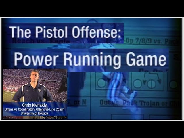 2009 clinic on counter and gap scheme runs out of the pistol with Nevada Offensive Line Coach and Offensive Coordinator Chris Klenakis.