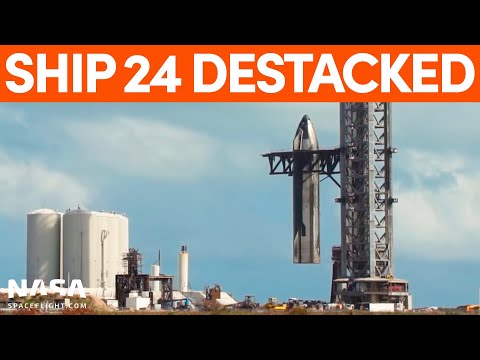 Ship 24 Destacked from Booster 7 for Static Fire | SpaceX Boca Chica