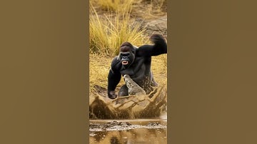 Gorilla vs Crocodile Showdown | Epic Wildlife Battle Animation #wildlife #wildlifeentertainment