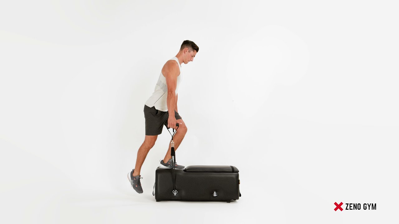 How to do Curtsy Lunges on the Zeno Gym Bench | Resistance Band Workouts At Home