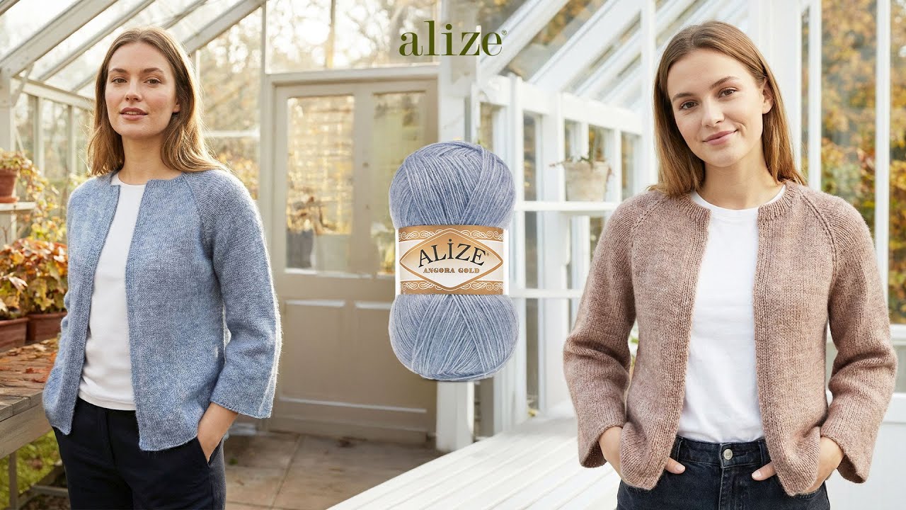 Вязание кардигана из пряжи Alize Angora Gold