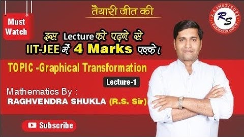 Graphical  Transformation L-1 By RAGHVENDRA SHUKLA Sir Best IIT Coaching in Kanpur