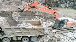 12 chakka Bharat Benz loading trucks and TATA Hitachi working #excavator