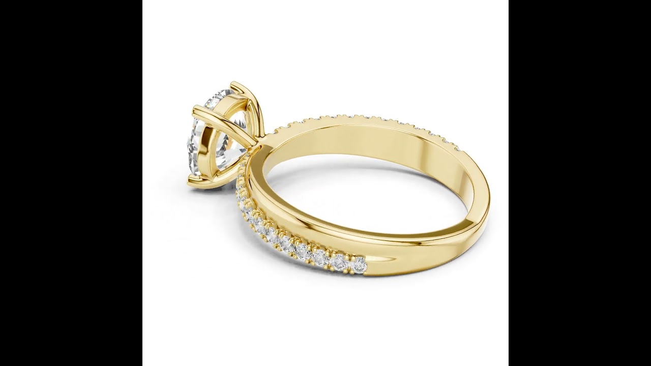 Round Diamond Twisted Pave Engagement Ring