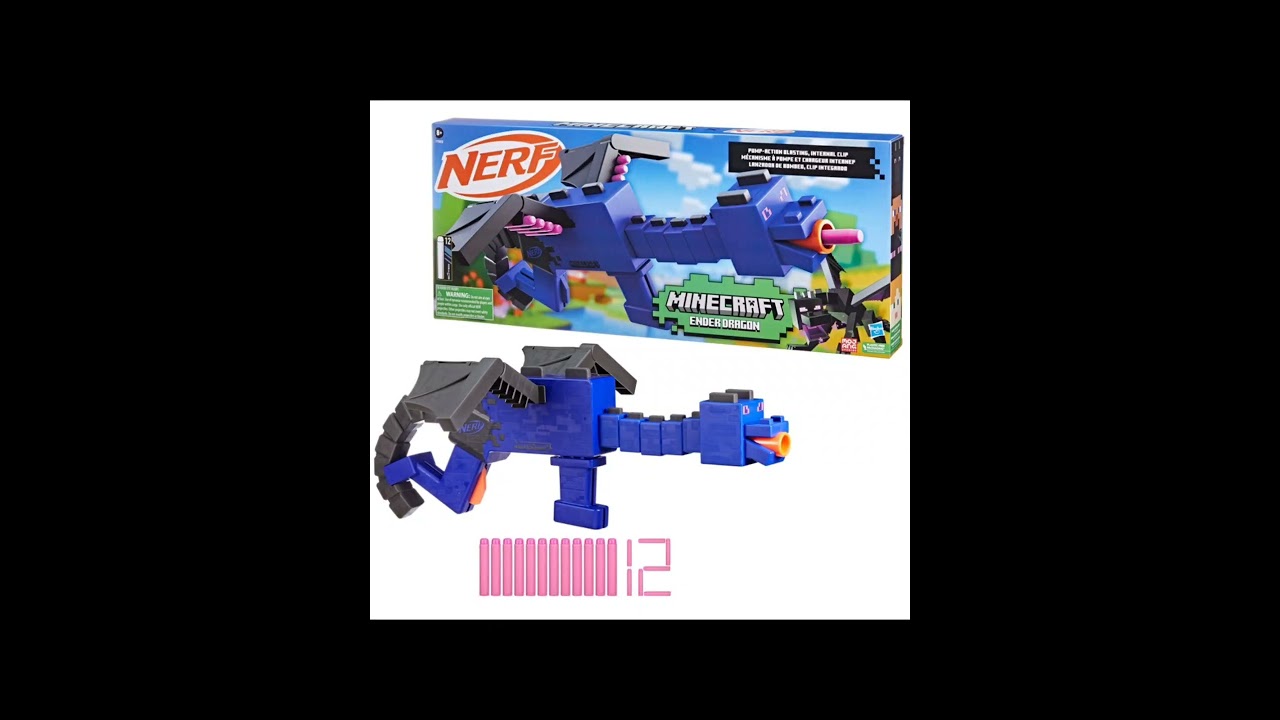 Nerf Minecraft Ender Dragon Blaster and 12 Nerf Elite Foam Darts - Nerf