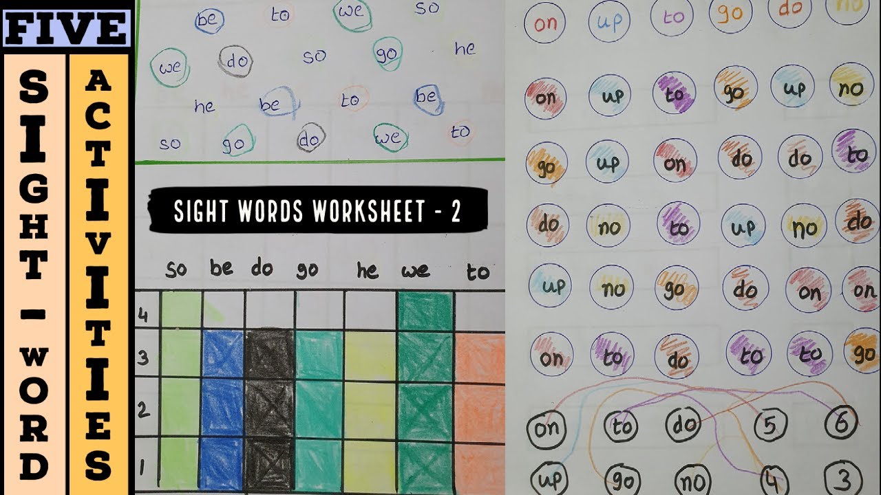 diy worksheets for preschool lkg ukg and kindergarten sight words