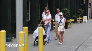 Swedish model Elsa Hosk  out with daughter and boyfriend in New York City
