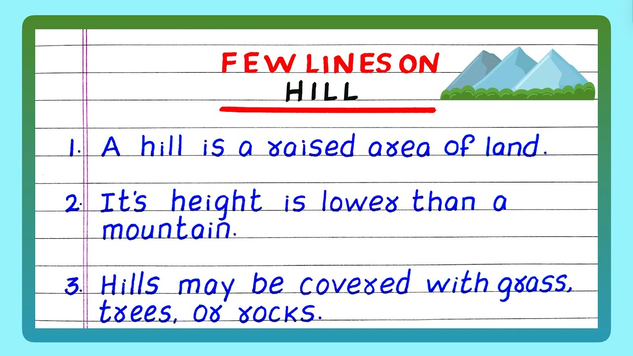 Few Lines on Hills | 5 | Five Lines on Hills | Write about Hill | Updated video with New Content