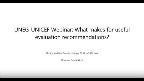 What makes for useful evaluation recommendations? (February 23, 2016)