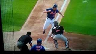 NY Mets Daniel Murphy collides with Rob Brantly during a play at home plate