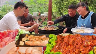 [Collection] 3kg Pork Xiajie's Family Eats Korean Barbecue! The side dishes are picked and eaten no