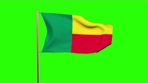 Benin Flag Waving In The Wind. Green Screen, Alpha Matte. Loopable Animation Stock Video Footage