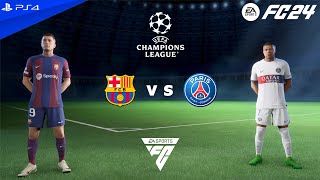 FC 24 PS4 Gameplay - Barcelona vs PSG | Champions League 2023\/24