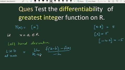 Differentiability of Greatest Integer Function | Continuity of Greatest Integer Function