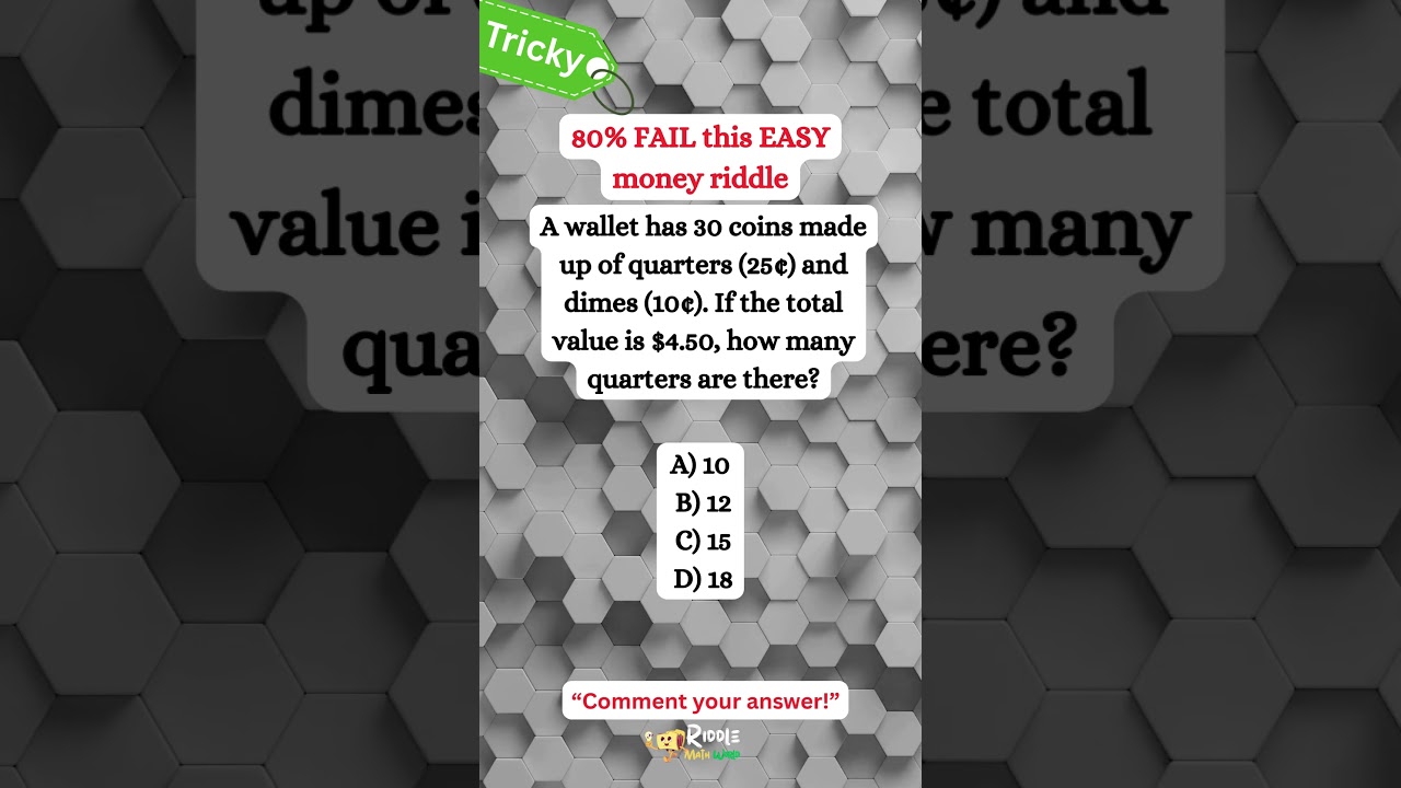 💰 Real-World Math Riddle: Can You Solve This MONEY Puzzle? | ACT & SAT Prep #math #shorts #riddle