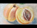 Easy Apricot drawing with soft pastel pencils for beginners. Apricot drawing tutorial.