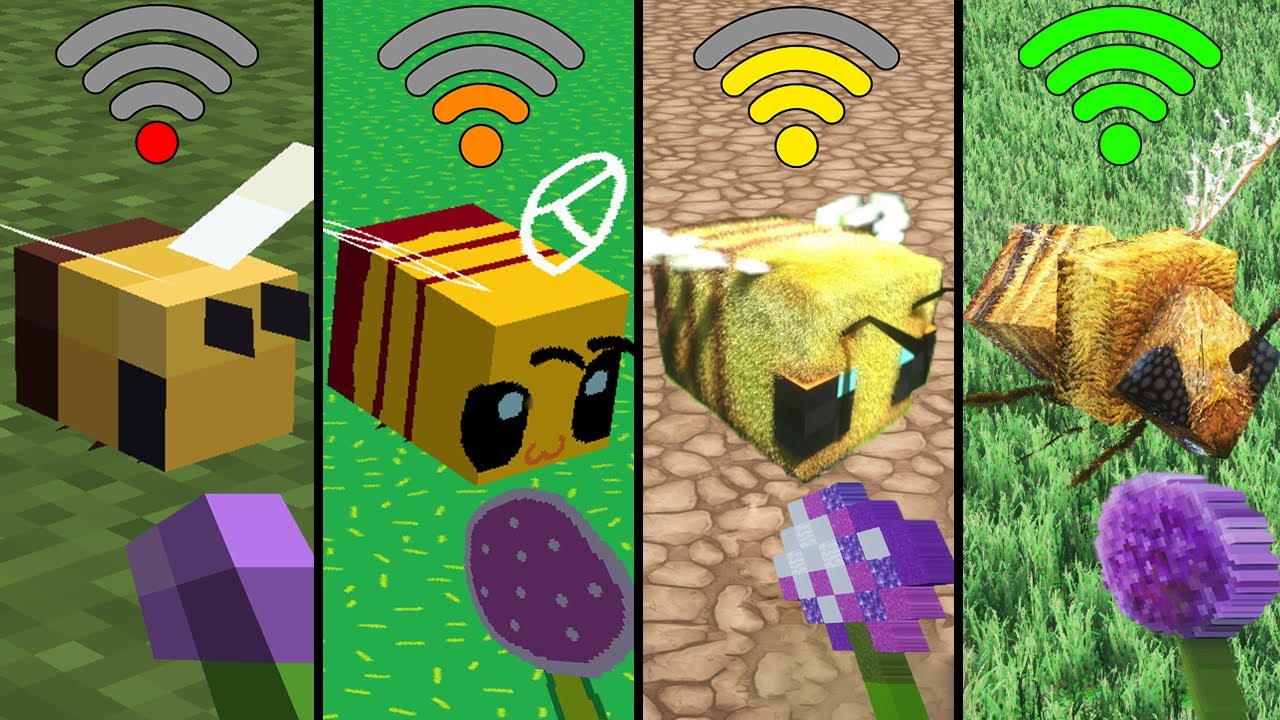 bee physics in Minecraft with different Wi-Fi