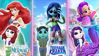 My talking Angela 2 | Ariel - Little Mermaid 🌊🐬 VS Purple Star Vs Teenage Kraken | cosplay