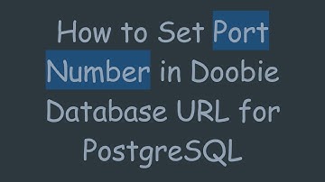 How to Set Port Number in Doobie Database URL for PostgreSQL