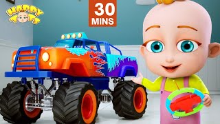 Wheels On The Monster Truck & Many More Nursery Rhymes for Kids | Happy Tots