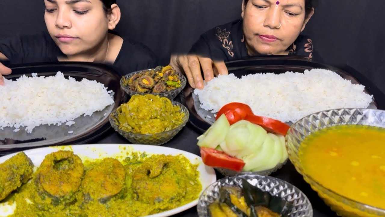 BIG SPICY Fish Curry Thali Mukbang | Desi Indian Eating Show 🤤 #mukbang #asmr