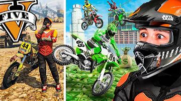 PASO de PILOTO de MOTOCROSS POBRE a MILLONARIO en GTA 5! 🏍️🏁 (Mods)