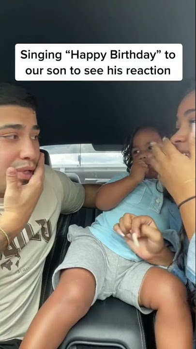 Singing “happy birthday” to our son to see his reaction! *he hits his dad* 😳 #shorts