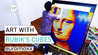 Creating The Mona Lisa With Rubiks Cubes Rubiks Cube Art Euromaxx