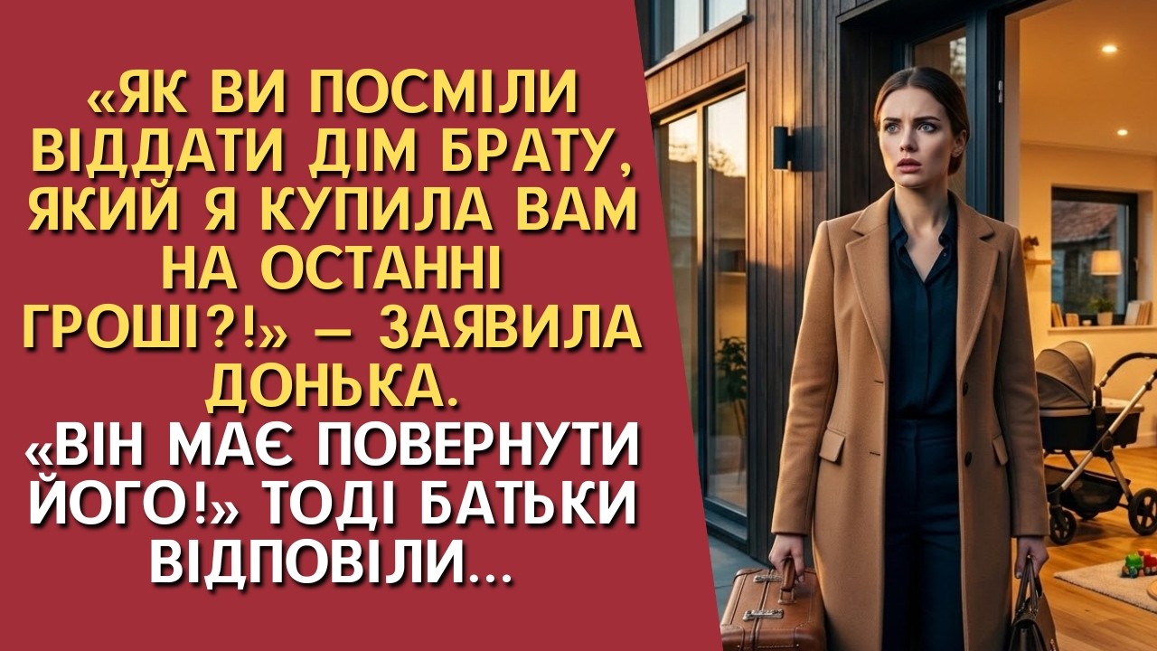 «Як ви посміли віддати дім брату, який я купила вам?!» — заявила донька. Тоді батьки відповіли…