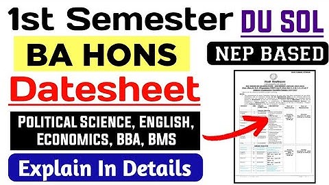 SOL BA Hons First Semester Datesheet Explain Dec Exam 2024-25 | Sol 1st Semester Exam Datesheet 2024