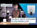 RV Wall Sconce Frosted White Textured Glass Satin Nickel Warm White Light