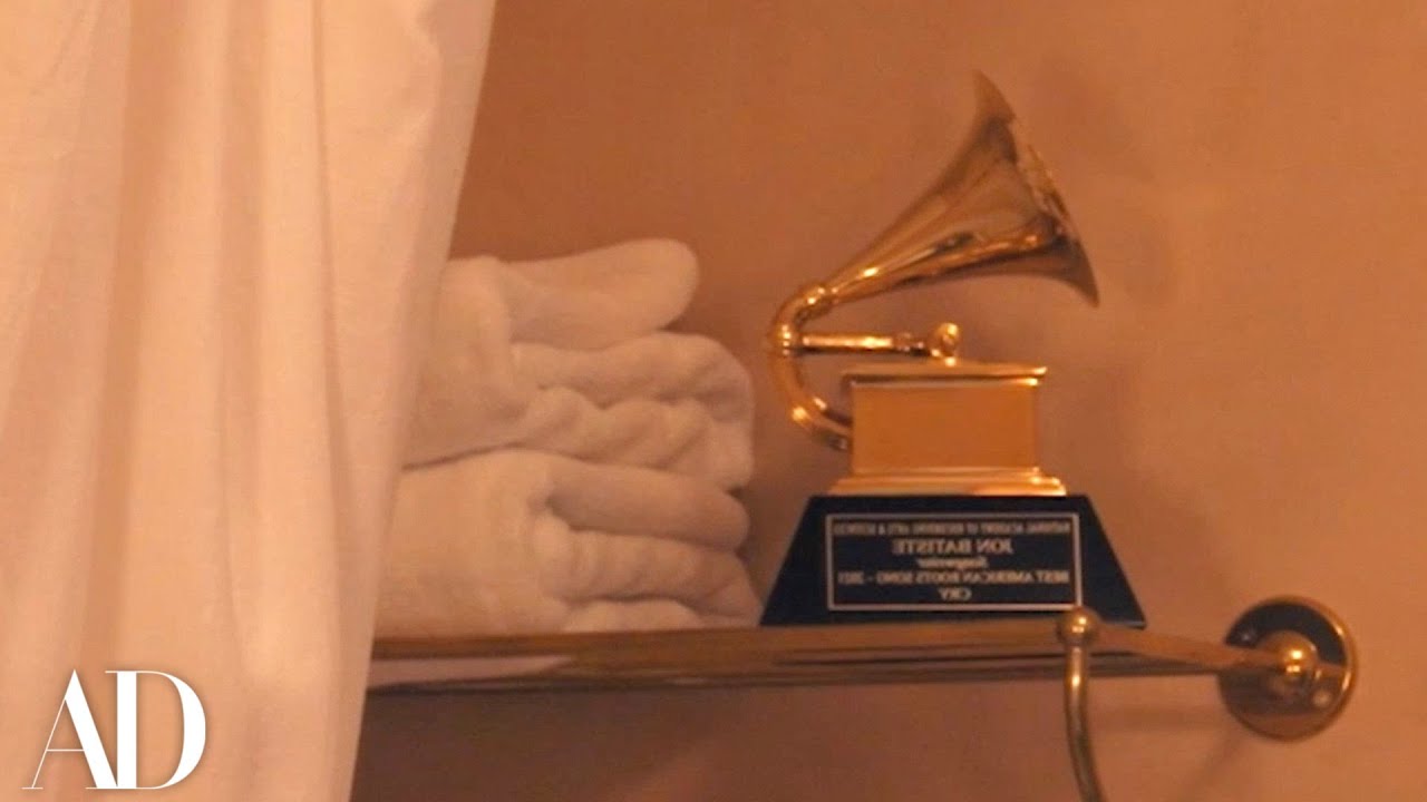 Jon Batiste keeps a Grammy in his bathroom