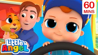 Wheels On Baby John's Bus  | Bingo and Baby John | Little Angel Nursery Rhymes and Kids Songs