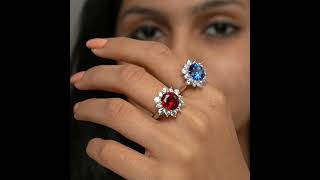 Famous 3.5 CARAT RUBY FLOWER RING IN 925 SILVER (OJR0447RB) Wealth