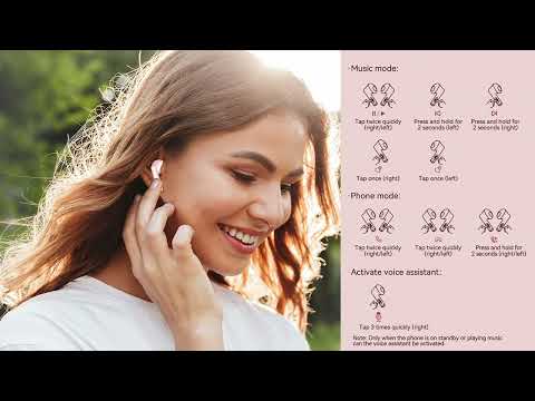 Бездротові навушники Vention Bluetooth 5.3 вкладиші ENC 22 год IPX4 Рожеві, видео 4