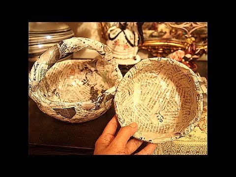 Newspaper recycling..How to make solid Basket and Bowl..part 1