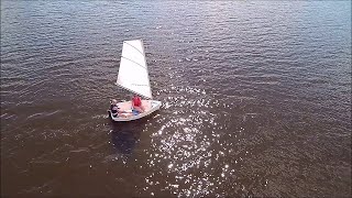 Drone video - Kids sailing on Walker Bay 8 dinghy