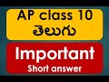 ap 10th class telugu important questions 2024. telugu prefinal important questions class 10 2024