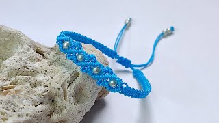 DIY Macrame Bracelet: Square Knot with a Center Diamond Pattern and Beads Net Worth