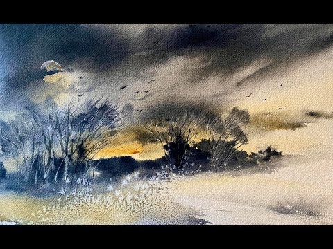 Lois' SPONTANEOUS WATERCOLOR Painting for beginners, loose wet in wet Watercolour landscape Tutorial