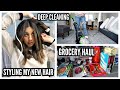 VLOG! DEEP CLEANING, GROCERY HAUL, STYLING MY NEW HAIR!