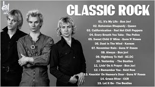 Classic Rock Songs 70s 80s 90s Full Album 🔥 Queen, Nirvana, The Beatles, Bon Jovi, ACDC,...