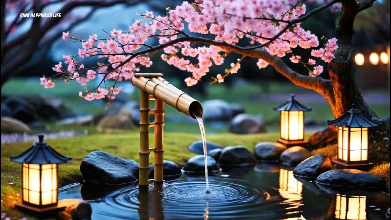 Japanese Garden Zen Music 🎵 Relaxing Bamboo Water Sounds for Meditation ...