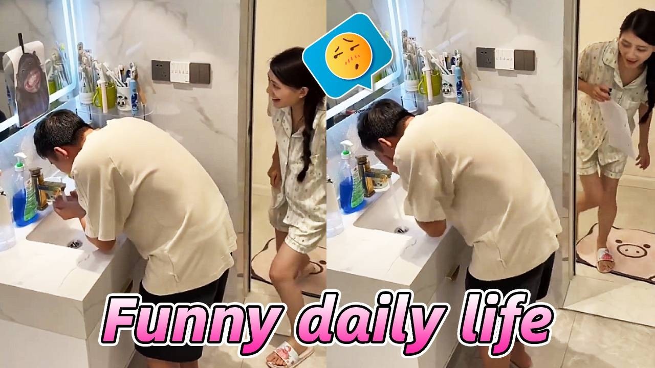 学网上吓一吓老公，看他会是什么反应！【V哥的日常生活】