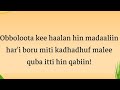 Obboloota Kee Haalan Hin Madaaliin Har I Boruu Miti Kadhadhuf Malee Quba Itti Hin Qabiin