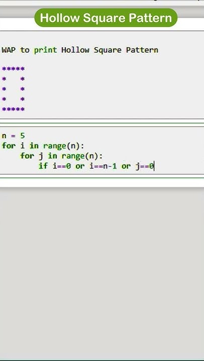Hollow Square Pattern * Pattern Program in Python * #shorts #python # ...